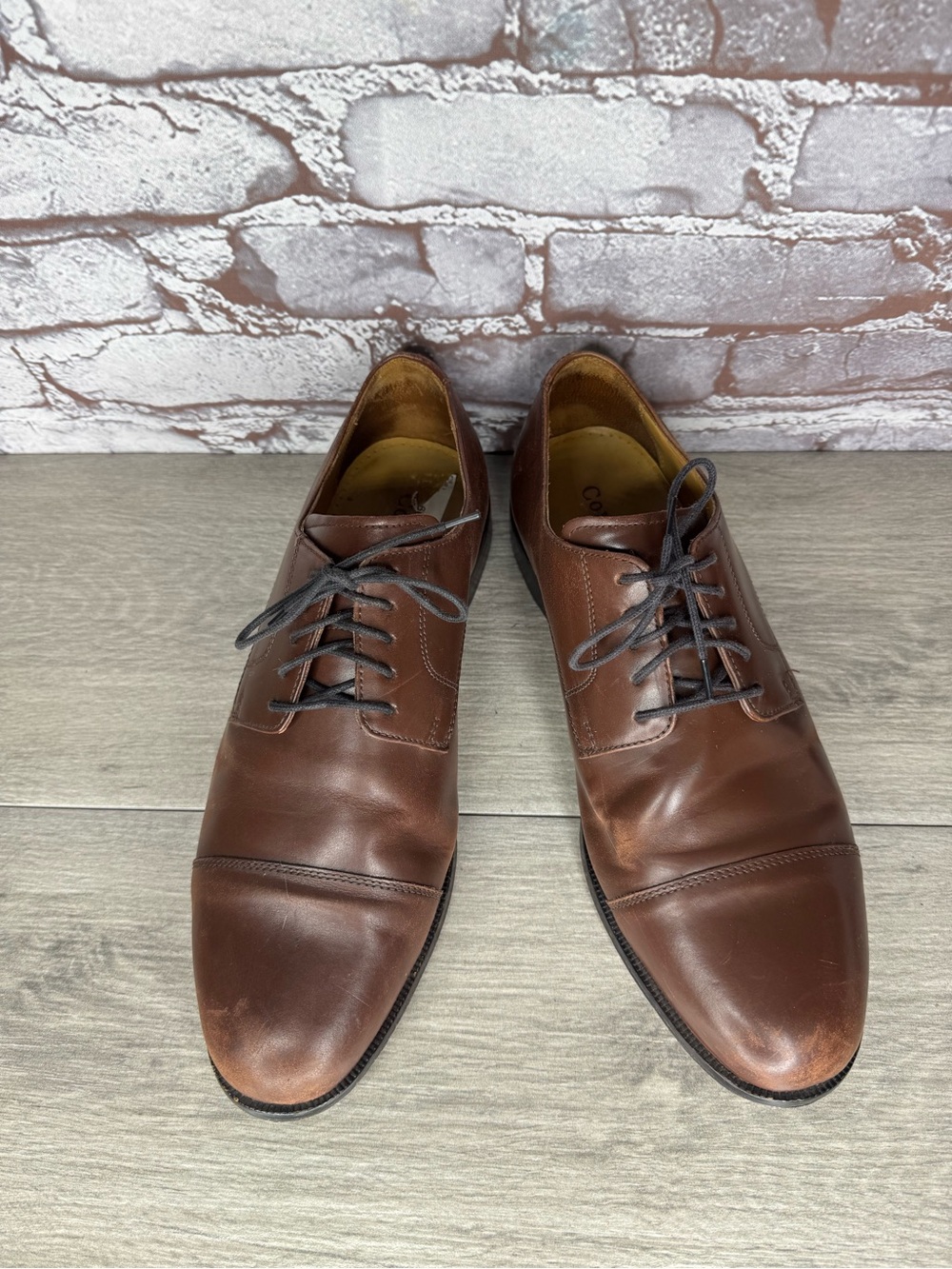 Cole Haan Benton Brown Leather Cap Toe Lace Oxfords Dress Shoes Men 10M US/43EU